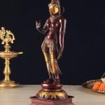 Rare 20" Standing Parvati Brass Statue | Antique Bronze Divine Murti with Sharp Features | Traditional Temple Decor